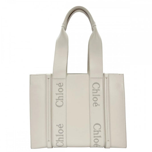 Chloe クロエ トートバッグ ハンドバッグ ウッディ ホワイト 白 レディース【中古品】