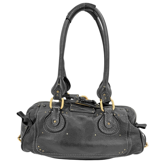 【開店SALE】 Chloe クロエ ハンドバッグ パディントン レザー ブラック 黒 ゴールド金具 レディース【中古品】