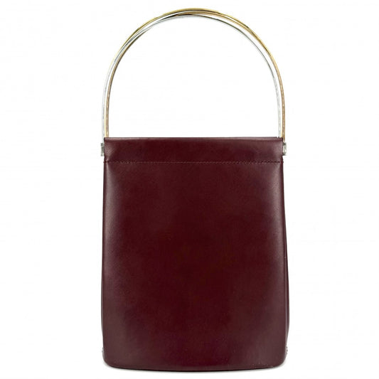 CARTIER カルティエ ハンドバッグ スリーカラー トリニティ レザー ワインレッド ゴールド×シルバー金具 レディース【中古品】