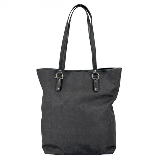 Salvatore Ferragamo サルヴァトーレフェラガモ トートバッグ ガンチーニ AU-21 4909 ナイロン ブラック 黒 シルバー金具 レディース【中古品】