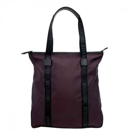 Salvatore Ferragamo サルヴァトーレフェラガモ トートバッグ ナイロン レザー パープル 紫
ブラック 黒 シルバー金具 レディース【中古品】