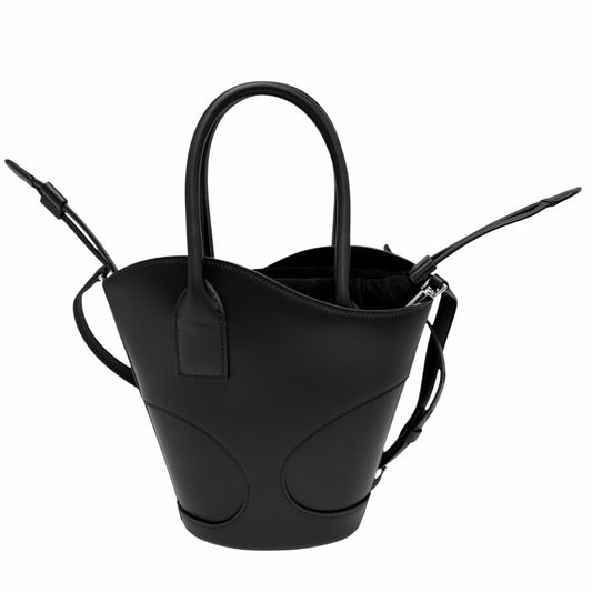 【開店SALE】 Salvatore Ferragamo サルヴァトーレフェラガモ 2WAY カットアウト ハンドバッグ ショルダーバッグ レザー ブラック 黒 シルバー金具 レディース【中古品】