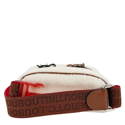 Christian Louboutin クリスチャンルブタン ショルダーバッグ ブラスター クロスボディバッグ ボア ホワイト 白 ブラウン 茶 シルバー金具 レディース【中古品】