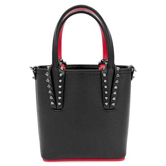 Christian Louboutin クリスチャンルブタン 2WAY カバタN/S ミニ ハンドバッグ ショルダーバッグ Cabata スタッズ レザー ブラック 黒 レッド 赤 ガンメタル金具 レディース【中古品】