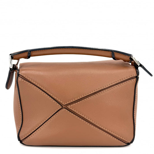 LOEWE ロエベ 2WAY パズルバッグ ナノ ハンドバッグ ショルダーバッグ 小さめ レザー ブラウン 茶 シルバー金具 レディース【中古品】
