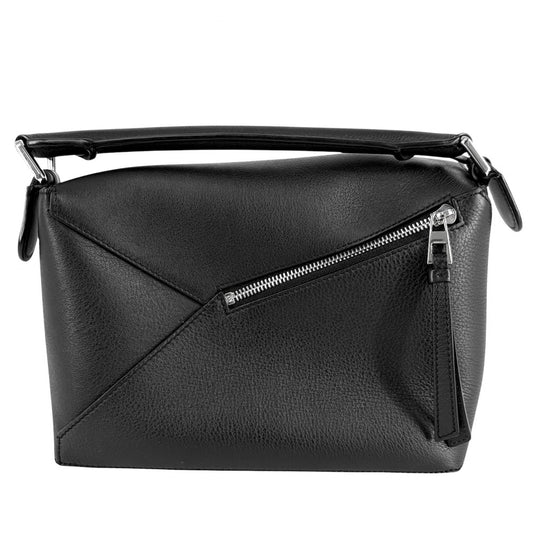 LOEWE ロエベ 2WAY パズルバッグ スモール ハンドバッグ ショルダーバッグ レザー ブラック 黒 シルバー金具 レディース【中古品】