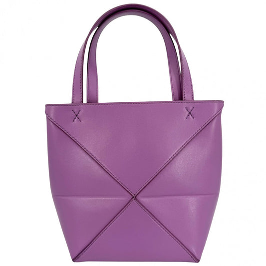 LOEWE ロエベ 2WAY パズル フォルド トート ミニ ハンドバッグ ショルダーバッグ PUZZLE FOLD TOTE トートバッグ A657V25X01 レザー パープル系 ゴールド金具 レディース【中古品】