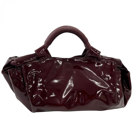 LOEWE ロエベ ハンドバッグ ナッパアイレ プリケット エナメル レッド 赤 シルバー金具 レディース【中古品】
