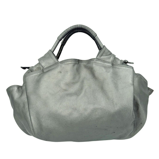 【開店SALE】 LOEWE ロエベ ハンドバッグ アナグラム ナッパアイレ レザー メタリックグリーン シルバー金具 レディース【中古品】