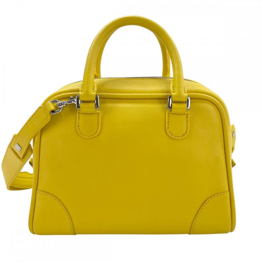LOEWE ロエベ 2WAY アナグラム ハンドバッグ ショルダーバッグ アマソナ75 イエロー シルバー金具 レディース【中古品】