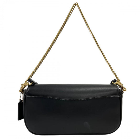 COACH コーチ ショルダーバッグ チェーン CAN90 レザー ブラック 黒 ゴールド金具 レディース【中古品】
