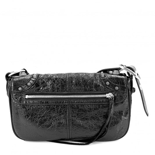 【開店SALE】 BALENCIAGA バレンシアガ ショルダーバッグ フラップバッグ ルカゴールXS LE CAGOLE 719082 レザー ブラック 黒 シルバー金具 レディース【中古品】