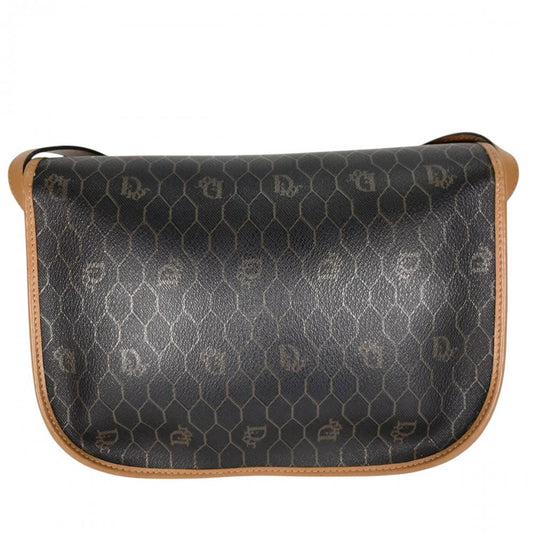 Christian Dior クリスチャンディオール ショルダーバッグ ハニカム PVCコーティングキャンバス カーフ ブラウン 茶 ゴールド金具 レディース【中古品】