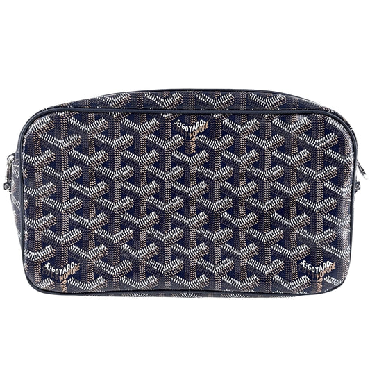 GOYARD ゴヤール ショルダーバッグ ヘリンボーン カップヴェール PM コーティングキャンバス レザー ネイビー 紺 シルバー金具 レディース【中古品】