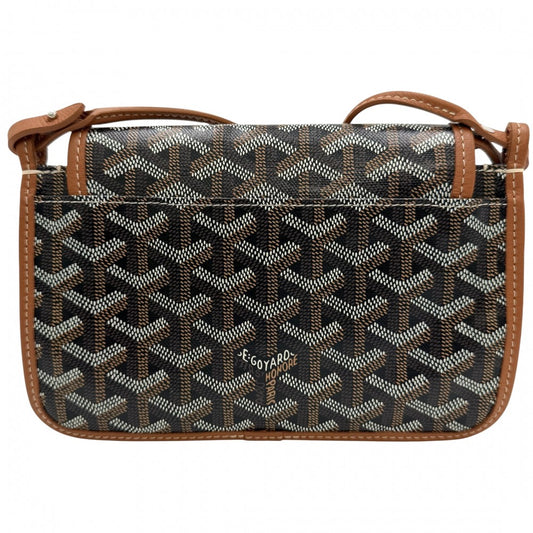 GOYARD ゴヤール ショルダーバッグ プリュメ ポーチウォレット PLUMET コーティングキャンバス レザー ブラック 黒 ブラウン 茶 シルバー金具 レディース【中古品】