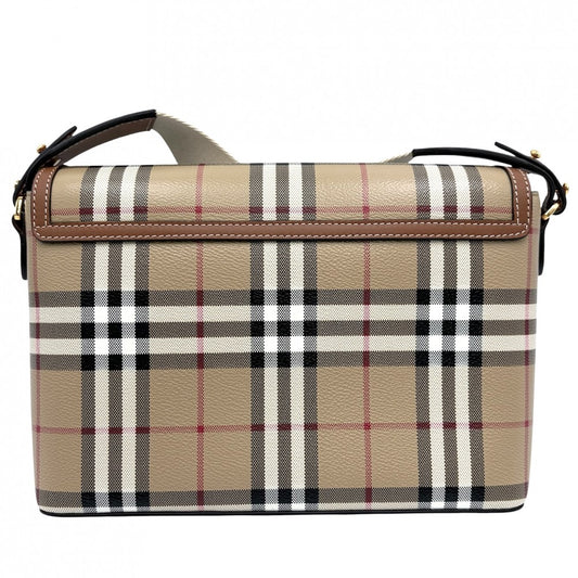 BURBERRY バーバリー ショルダーバッグ ヴィンテージチェック 8066226 PVCコーティングキャンバス ベージュ ゴールド金具 レディース【中古品】