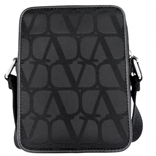 Valentino Garavani ヴァレンティノ・ガラヴァーニ ショルダーバッグ イコノグラフ ブラック 黒 シルバー金具 メンズ【中古品】