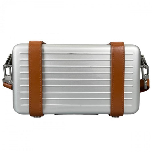 RIMOWA リモワ ショルダーバッグ パーソナル クロスボディバッグ 99011000 アルミ レザー シルバー ブラウン 茶 シルバー金具 レディース【中古品】