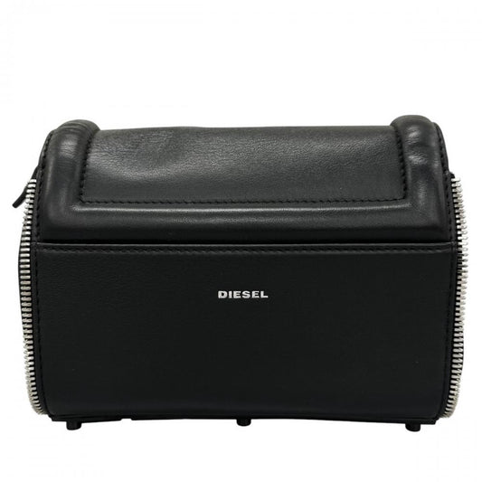 DIESEL ディーゼル ショルダーバッグ BIGロゴ クロスボディ X07746 レザー ブラック 黒 シルバー金具 レディース【中古品】
