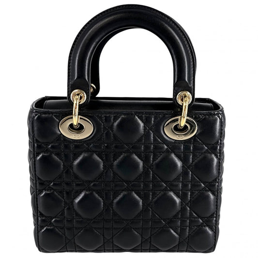 Dior ディオール 2WAY カナージュ レディディオール スモール ハンドバッグ ショルダーバッグ My ABCDior レザー ブラック 黒 ブラック金具 レディース【中古品】