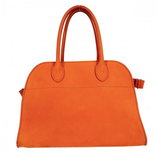 ハンドバッグ THE ROW ザロウ Soft Margaux 10 マルゴー10 鞄 かばん スウェード オレンジ シルバー金具 レディース【中古品】