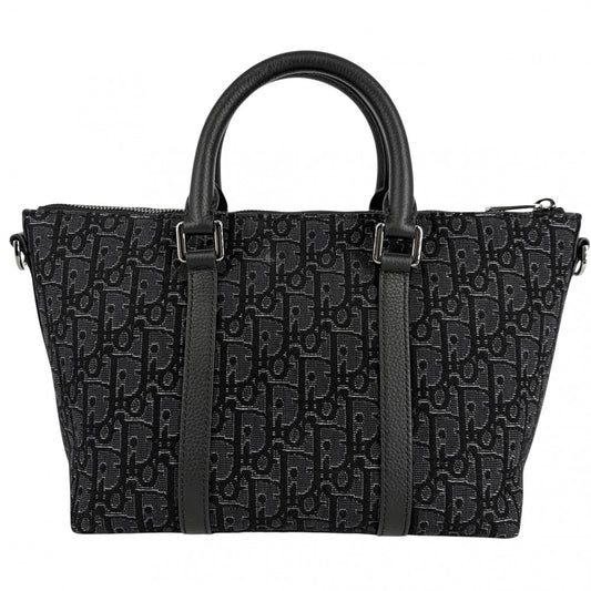 【開店SALE】 Christian Dior クリスチャンディオール ショルダーバッグ ウィークエンダー 25 オブリーク 日本限定 Weekender 25 1ESPO322YNZ キャンバス ブラック 黒 シルバー金具 メンズ【中古品】