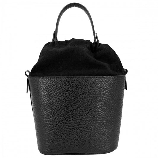 MAISON MARGIELA メゾンマルジェラ 2WAY 5AC バケットバッグ ハンドバッグ ショルダーバッグ レザー キャンバス ブラック 黒 シルバー金具 レディース【中古品】