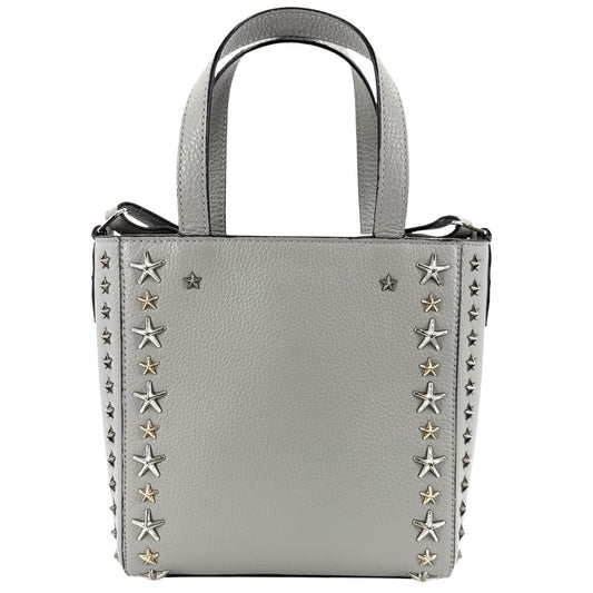 JIMMY CHOO ジミーチュウ 2WAY ミニペガシ ショルダーバッグ ハンドバッグ スタースタッズ レザー グレー シルバー×ゴールド金具 レディース【中古品】