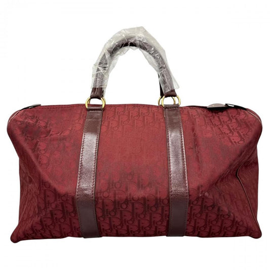 Dior ディオール ボストンバッグ トロッター オールドディオール 23212 ポリエステル 牛革 ボルドー ゴールド金具 メンズ【中古品】