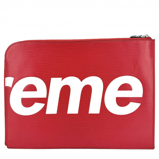 LOUIS VUITTON ルイヴィトン クラッチバッグ エピ ポシェット・ジュールGM シュプリームコラボ Supreme セカンドバッグ M67722 レッド 赤 ホワイト 白 シルバー金具 メンズ【中古品】