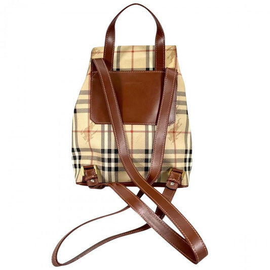 BURBERRY バーバリー リュック ノバチェック シャドーホース ヴィンテージ PVC レザー ブラウン 茶 ゴールド金具 レディース【中古品】