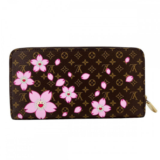 LOUIS VUITTON ルイヴィトン 長財布 LV×TM ジッピーウォレット チェリーブロッサム ×村上隆 サクラブラウン M13433 モノグラムキャンバス ブラウン 茶 ピンク ゴールド金具 レディース【中古品】
