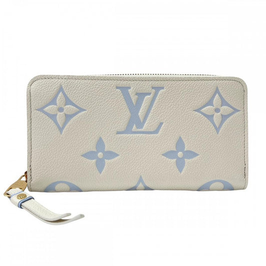 【開店SALE】 LOUIS VUITTON ルイヴィトン 長財布 ジッピーウォレット ロングウォレット M83308 モノグラムアンプラント ラテホワイト キャンディブルー ゴールド金具 レディース【中古品】