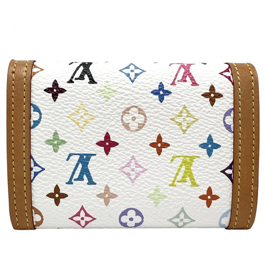 LOUIS VUITTON ルイヴィトン コインケース ポルトモネ・プラ 小銭入れ ミニウォレット M92657 モノグラムマルチカラー ホワイト 白 ゴールド金具 レディース【中古品】