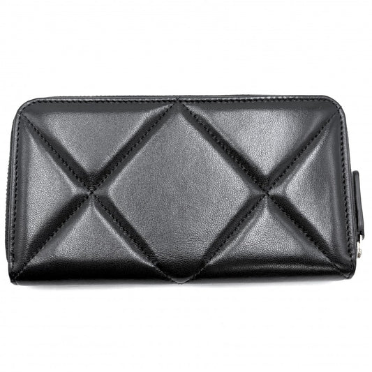 CHANEL シャネル 長財布 ジップウォレット 19 ミディアム マトラッセ ココマーク ラムスキン ブラック 黒 ゴールド金具 レディース【中古品】