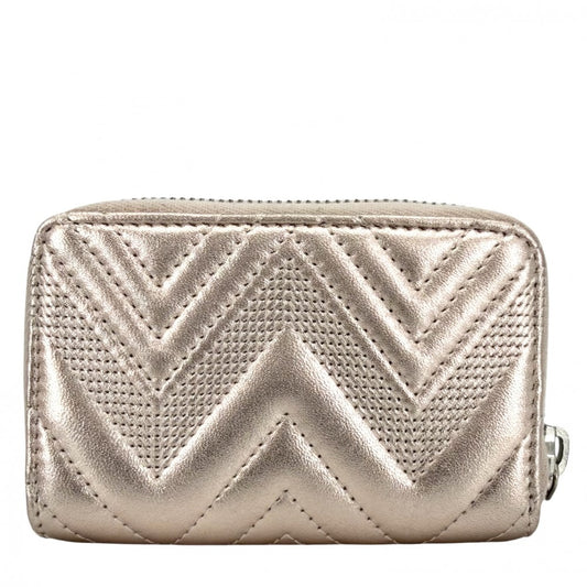 CHANEL シャネル コインケース メタリック ステッチ カードケース ココマーク 小銭入れ 小物 レザー ピンク シルバー金具 レディース【中古品】