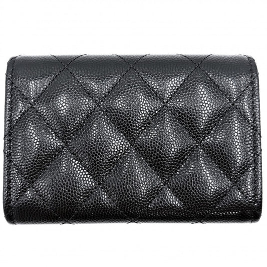 【開店SALE】 CHANEL シャネル コインケース カードケース マトラッセ ココマーク スター 星 小銭入れ 小物 AP3400 キャビアスキン ラインストーン ブラック 黒 シルバー金具 レディース【中古品】