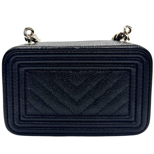 CHANEL シャネル ショルダーバッグ ボーイシャネル ショルダーコインパース ミニチェーンショルダーバッグ ショルダーポーチ ココマーク ココ 鞄 かばん キャビアスキン ブラック 黒 ゴールド金具 レディース【中古品】