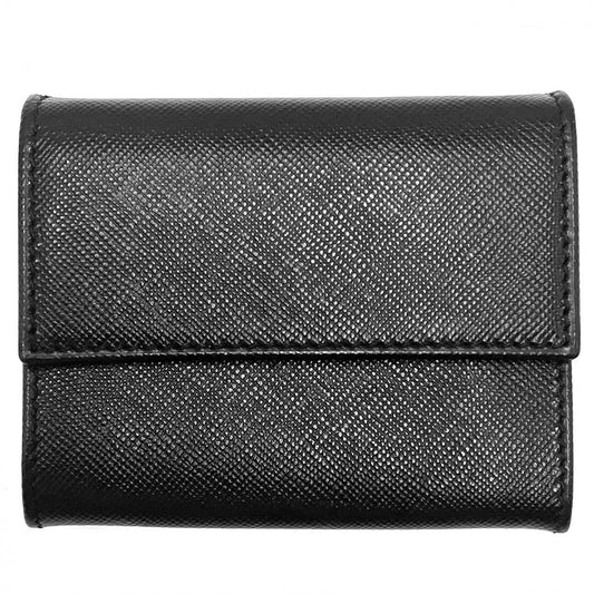 PRADA プラダ コインケース サフィアーノ トライアングルロゴ 小銭入れ コンパクトウォレット レザー ブラック 黒 シルバー金具 レディース【中古品】