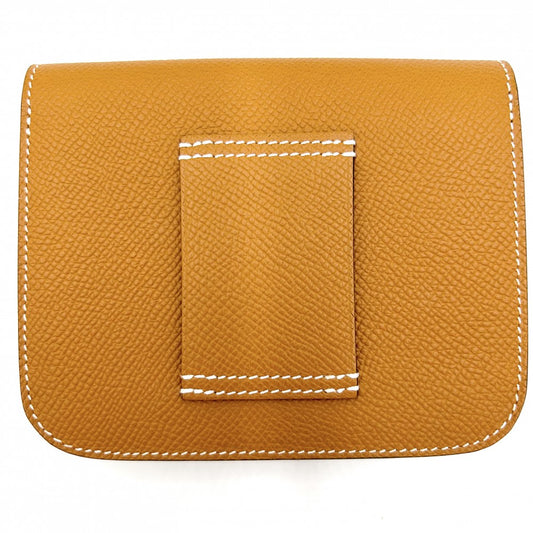 HERMES エルメス 二つ折り財布 コンスタンス スリムウォレット コンパクト 財布 Hロゴ B刻印 ヴォーエプソン ブラウン 茶 シルバー金具 レディース 2023年【中古品】