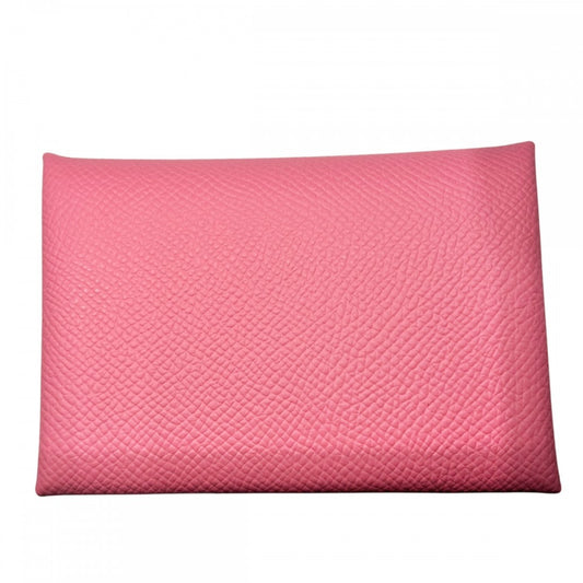 【開店SALE】 HERMES エルメス コインケース カルヴィ デュオ 小銭入れ カードケース 小物 メンズ レディース 男女兼用 B刻印 ヴォーエプソン ピンク シルバー金具 ユニセックス 2023年【中古品】