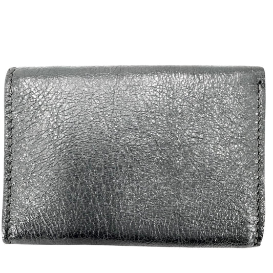 BALENCIAGA バレンシアガ 三つ折り財布 クラシックミニ ミニ財布 コンパクトウォレット 431653 レザー グレー シルバー金具 レディース【中古品】