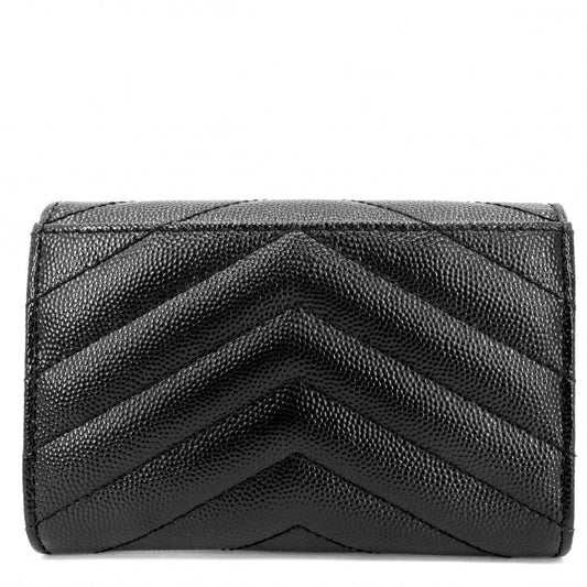 【開店SALE】 SAINT LAURENT PARIS サンローランパリ コインケース ミニ財布 カードケース スモール エンペロープウォレット 414404 カーフ ブラック 黒 ゴールド金具 レディース【中古品】