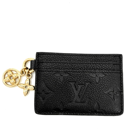 【開店SALE】 LOUIS VUITTON ルイヴィトン カードケース モノグラムアンプラント ポルトカルトLVチャーム パスケース ブラック 黒 小物 M82132 ノワール ゴールド金具 レディース【中古品】