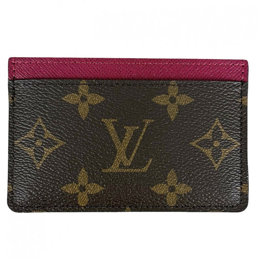 LOUIS VUITTON ルイヴィトン カードケース モノグラム ポルトカルト・サーンプル パスケース 小物 M60703 ブラウン 茶 フューシャ レディース【中古品】