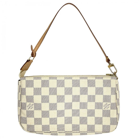 【開店SALE】 LOUIS VUITTON ルイヴィトン ハンドバッグ ポシェットアクセソワール アクセサリーポーチ Pochette Accessoires N41207 ダミエアズールキャンバス ホワイト 白 ゴールド金具 レディース【中古品】