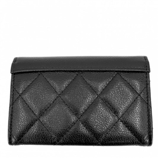 CHANEL シャネル コインケース マトラッセ ココマーク 小銭入れ カードケース 小物 キャビアスキン ブラック 黒 シルバー金具 レディース【中古品】