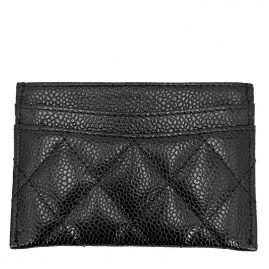 CHANEL シャネル カードケース マトラッセ クラシック 定期入れ パスケース ココマーク 小物 AP0213 キャビアスキン ブラック 黒 ゴールド金具 レディース【中古品】