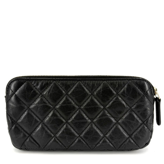 【開店SALE】 CHANEL シャネル ショルダーバッグ 2.55 チェーンウォレット アイコンチャーム マトラッセ ココマーク ポシェット 財布 ショルダーウォレット レザー ブラック 黒 ゴールド金具 レディース【中古品】