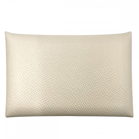 【開店SALE】 HERMES エルメス カードケース カルヴィ 名刺入れ アイボリー 小物 メンズ レディース 男女兼用 B刻印 ヴォーエプソン クレ シルバー金具 ユニセックス 2023年【中古品】